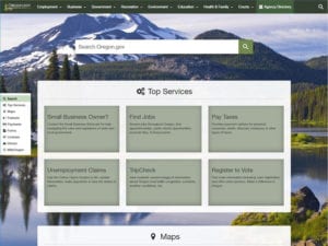 Screenshot of oregon.gov website